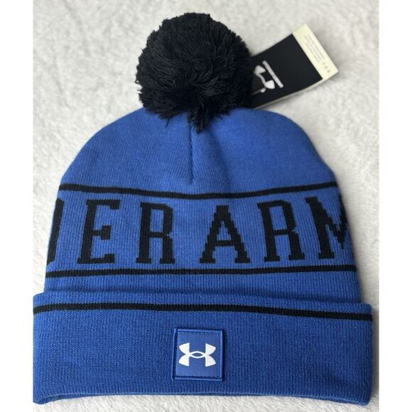Under Armour Adult OSFM Knit Cuff Beanie With Pom New With Tags - Picture 1 of 3